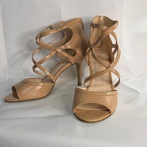 Nine West Patent Nude Strappy Stiletto Heels